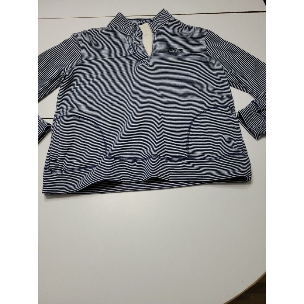 Texas State Of Mine Womens Large Pullover Sweater Blue Stripe Long Sleeve Pocket